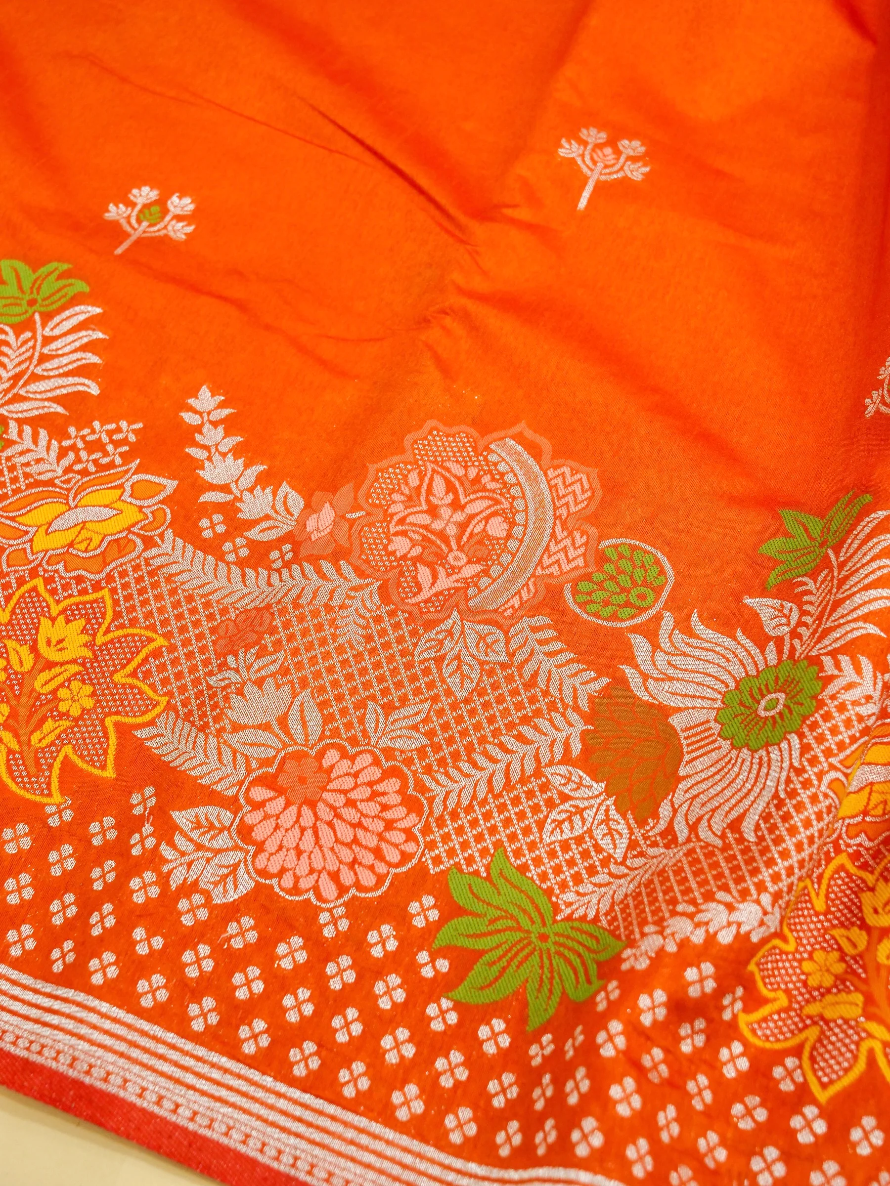Orange Banarasi Dupion Silk Saree - Image 5